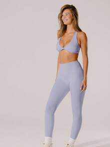 SHEIN Aralina-E Áo crop top cổ chữ V sâu hỗ trợ màu hồng pastel Leisurewear kèm túi - Màu Lilac Tím - Xem 9