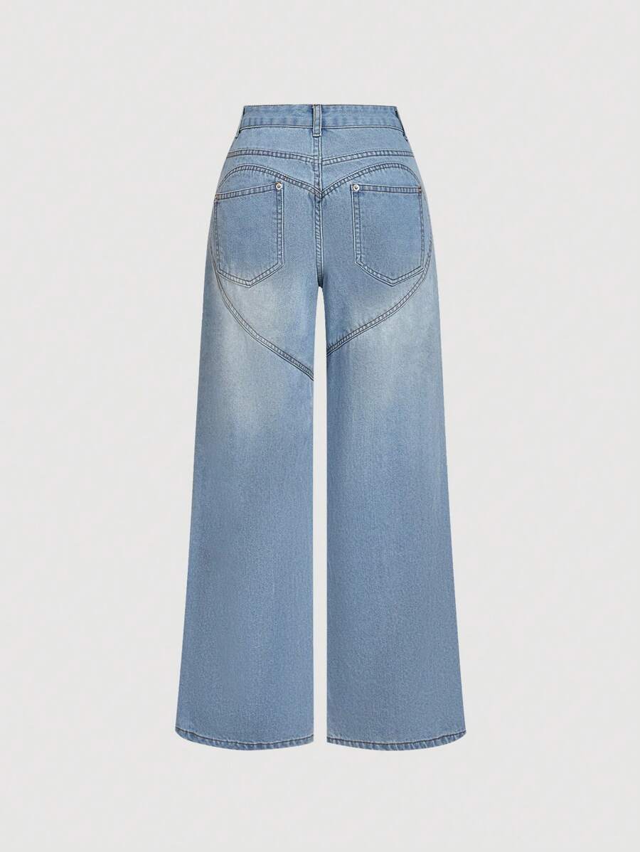 Sweetra Women's Casual Straight-Leg Denim Jeans - Blue - View 1