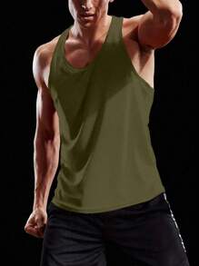 Manfinity Sport PWRUP Débardeur d'entraînement pour hommes avec imprimé lettres et rayures pour l'été