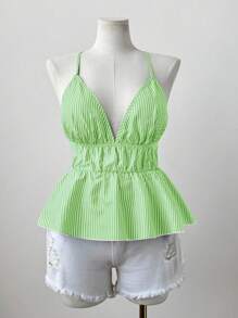 Sunspun Débardeur ample décontracté pour femmes, rayures bleues et blanches, idéal pour les vacances à la plage