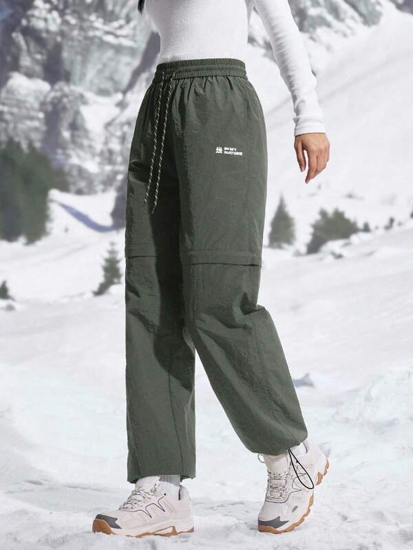 In My Nature Women's Letter Print Drawstring Waist Loose Hiking Pants