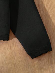 Blossori Young Girls Red Fitted Crew Neck Cardigan, Autumn/Winter Fall - Black - View 4