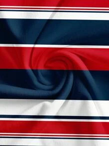 Veykashi 休闲度假风格航海红蓝白条纹网球裙，运动风格女式印花迷你连衣裙适合夏季度假，学院风大码条纹连衣裙 - 彩色 - 查看 5