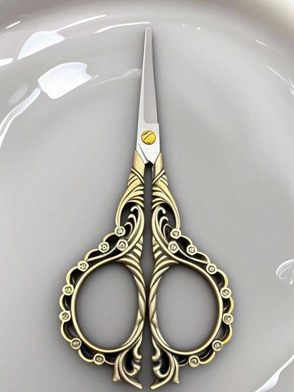 SHEIN Small Scissors Embroidery Zinc Alloy Scissors Student Handmade Flower Pattern DIY Cut Sewing Thread Cutting