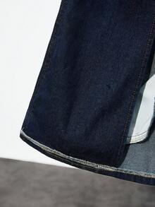 Maija 女式长袖翻领系腰休闲牛仔夹克 - 深色水洗藍 - 查看 7