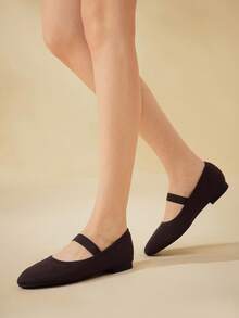 CUCCOO BASICS 女士圆头平底棕色系带弹性舒适透气玛丽珍平底鞋，适合日常通勤和休闲穿着 - 咖啡棕 - 查看 5