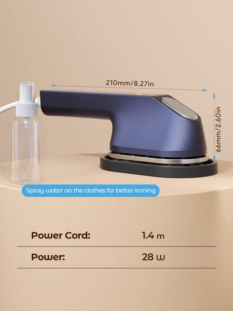 Teckwe 旅行蒸汽熨斗，全新二合一迷你蒸汽熨斗，便携式熨烫机，旅行小尺寸，便携式蒸汽熨斗，适合旅行、大学、宿舍、家庭必需品，蒸汽熨斗 - 美国插头 - 美規A型插(110-127V) - 查看 7