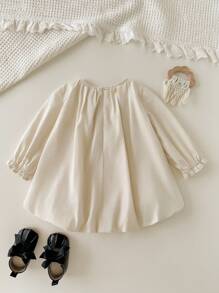 Cozy Pixies Baby Girls' Casual Bow Decor Long Sleeve Dress Fall Winter