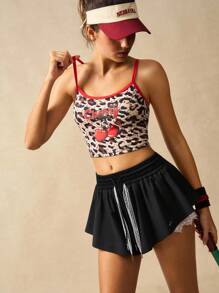 VARSIVA Leopard & Cherry Print Fitted Cropped Sports Camisole - Multicolor - View 8