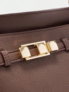 SHECARRY 女士简约大容量时尚棕色包 - 咖啡 - 查看 7