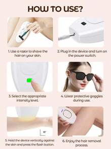 Teckwe 适用于女性和男性的 IPL 激光脱毛器，500,000 次闪光无痛脱毛器，具有 5 个功率等级，身体和面部剃须刀，适用于身体、比基尼、腿部和腋下的家用设备，美容旅行必备品 - 英国插头 - 查看 8