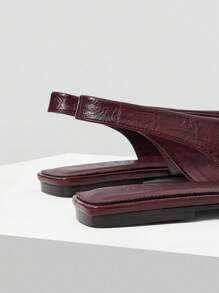 MOTF 复古方头露背芭蕾平底鞋、一脚蹬平底鞋、 - 酒紅色 - 查看 8