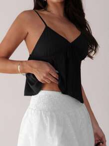 Rafferiza Top de tirantes de mujer de unicolor, casual, de moda y versátil para el verano - Negro - Ver 4