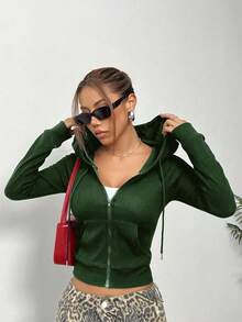 StreetHx Lässiger einfarbiger Reißverschluss-Kapuzenpullover