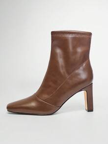 SHUZIA 女式新款踝靴，时尚尖头细高跟秋冬时尚短靴 - 巧克力棕 - 查看 6