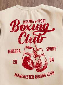 Manfinity Joysei Canotta oversize da uomo casual e ampia, con stampa slogan di boxe, colore cachi