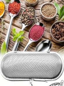 1 قطعة مصفاة توابل وأواني طهي طويلة قابلة لإعادة الاستخدام من الفولاذ المقاوم للصدأ، مستلزمات المطبخ، الطعام، الطهي، التخييم، العطلات، الشاطئ، ديكور الغرفة، منظم، حفلة، سفر، اكسسوارات المطبخ، أداة مطبخ أساسية هدية للطهاة المنزليين، تخزين مدمج لمنظمي المطبخ، فكرة هدايا المطبخ في عيد الميلاد - فضي - مشاهدة 7