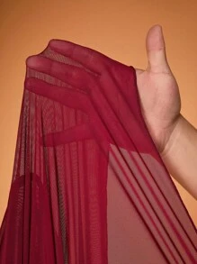 Y2Kool BiGraphic 女士酒红色雪纺飘逸开衩半身裙，适合度假、派对、性感夏季穿着 - 酒紅色 - 查看 8