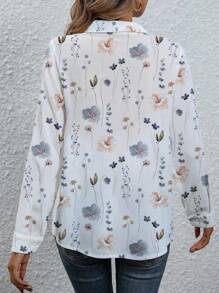 EMERY ROSE Women's Floral Printed Button Up Long Sleeve Shirt,Long Sleeve Tops Fall Cloth For Women