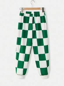 TEENAGE MUTANT NINJA TURTLES | SHEIN Tween Boy Checkerboard Cartoon Pattern Knit Loose Crew Neck Sweatshirt And Sweatpants 2 Pieces Set - Green - View 9