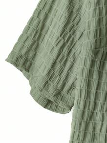 Rusticease Camisa de verano casual de talla grande, de unicolor, con botones delanteros y manga corta - verde menta - Ver 5