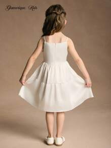 Glamorique Kids Vestido de Dama de Honra Floral para Meninas Jovens, Casamento, Florista, Rosa 3D, Apresentação de Festa, Adequado para Ocasiões Formais, Palco, Apresentação de Piano - Branco - Visão 2