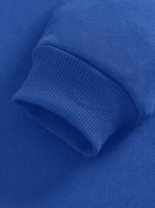 SHEIN Leap Crew Teen Girls' Casual Pattern Long Sleeve Hooded Thick Sweatshirt, Suitable For Autumn/Winter Fall - Blue - View 5