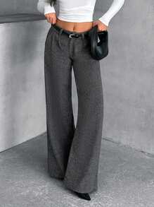 SHEIN Cottnline 女式多色条纹羊毛宽松优雅阔腿西装裤 - 彩色 - 查看 7