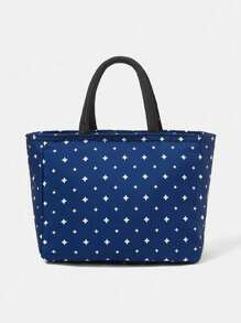 LOONEY TUNES X SHEIN Fashionable Cute Cartoon Rabbit & Duck Print Insulated Lunch Bag - Navy Blue - View 6