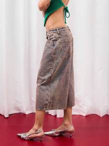 COUREZ Low Rise Longline Jorts In Pink Wash  /Y2K Going Out Outfits Fall Women Clothes Fall Clothes Winter Clothes For Women Low Rise Jeans