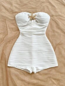 Soleia Women's Jacquard Knit Textured Fabric Metal Accent Jumpsuit, Suitable For Party, Christmas, Date Night, Nightclub, Beach, Cruise, Afternoon Tea, Bohemian, Boho, Vacation, Fall