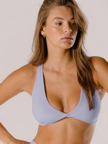 SHEIN Aralina-E Áo crop top cổ chữ V sâu hỗ trợ màu hồng pastel Leisurewear kèm túi - Màu Lilac Tím - Xem 6