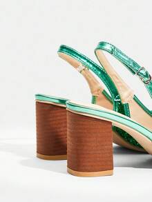 CUCCOO TILAWA Women's Crystal Heel Rhinestone Mesh Pointed Toe Slip-On Pumps Green Shoes, Suitable For Outings, Banquets, Parties And Other Events - Green - View 10