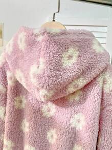 Sparklyn Girls Casual Furry Hooded Jacket With Zipper, Suitable For Outerwear - Pink - View 6