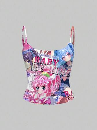 Anime Camiseta de estilo Y2K sexy y linda inspirada en el anime para mujeres