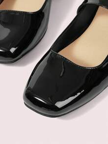 CUCCOO DOLLMOD Zapatos planos cómodos y transpirables de malla y terciopelo con punta cuadrada para mujer - Negro - Ver 7