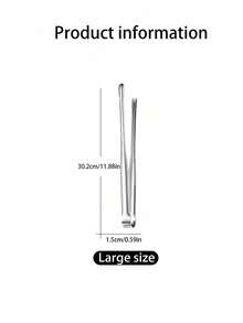 1pc Stainless Steel Chopsticks Clip, Korean Style 304 Stainless Steel Chopsticks Clip, Bar Long Sawtooth Ice Clip, Barbecue Clip, Ice Clip, Home Bbq Food Clip, Bread Clip, Grill Clip, Kitchen, Christmas Gift Back To School,School Supplies - Silver - View 11