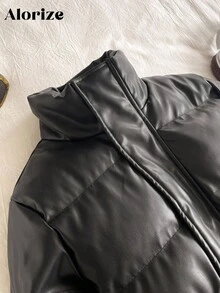 Tween Girls Padded Coat, Casual All-Match Versatile, Black Winter Coat Short Style High Collar Fall