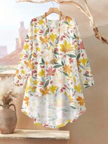 EMERY ROSE Plus Size Women 2pcs Elegant Casual Loose Long Sleeve Top And Pants Set, Suitable For Autumn/Winter,Two Piece Set Women - Multicolor - View 5