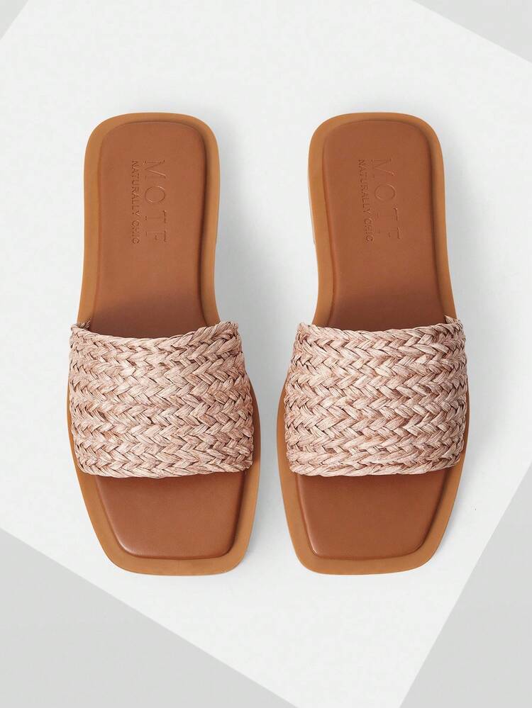 WOMEN'S COMFORTABLE CASUAL FLAT SANDALS, SUMMER WOVEN SLIP-ON FASHION ELEGANT LEISURE SLIPPERS