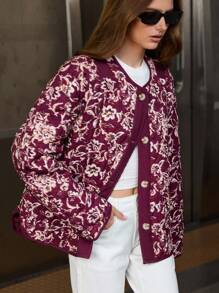 Chiquease Áo khoác đệm chắp vá họa tiết ngẫu nhiên dành cho nữ - Nhiều màu - Xem 5