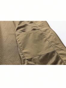 Manfinity Homme 男士休闲百搭简约无袖多口袋拉链背心，秋季 - 卡其色 - 查看 4