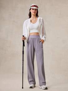 OutZeal 女士弹力透气柔软可调节腰带阔腿运动裤，适合日常休闲秋季穿着 - 紫色 - 查看 6