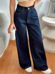 EURMUSE JEANS FEMME TAILLE BASSE JAMBE LARGE - Jean brut - Voir 5