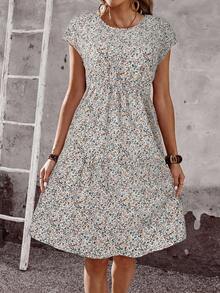 EMERY ROSE Vestido midi para mujer, conjunto de ropa de verano para mujer, vestidos de verano para mujer, atuendos de vacaciones para mujer, atuendos de playa para mujer, vestido de vacaciones con estampado floral