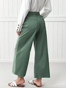 EMERY ROSE 女士休閒日常穿著寬腿牛仔褲 - 綠色 - 查看 2