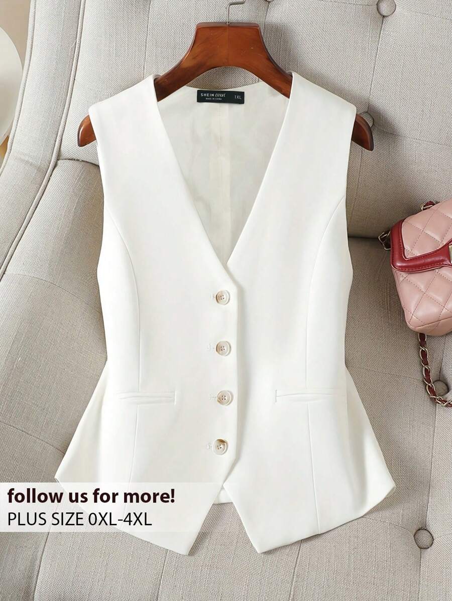 CosyJoli Plus Size Casual And Formal Solid Color Suit Vest In Fall/Winter