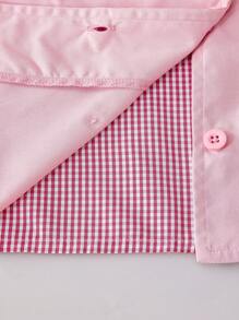 SHEIN 2 件女童甜美格子长袖翻领衬衫和中长 A 字裙套装，适合派对、郊游、学校、通勤、返校季、音乐节、休闲装 - 彩色 - 查看 8