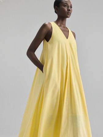 Ontre Women's Sleeveless V-Neck Loose Dress, Casual Beach Holiday Outfit, Bohemian Island Resort Dress For Music Festival, Halloween, Christmas, Party, Elegant Dress