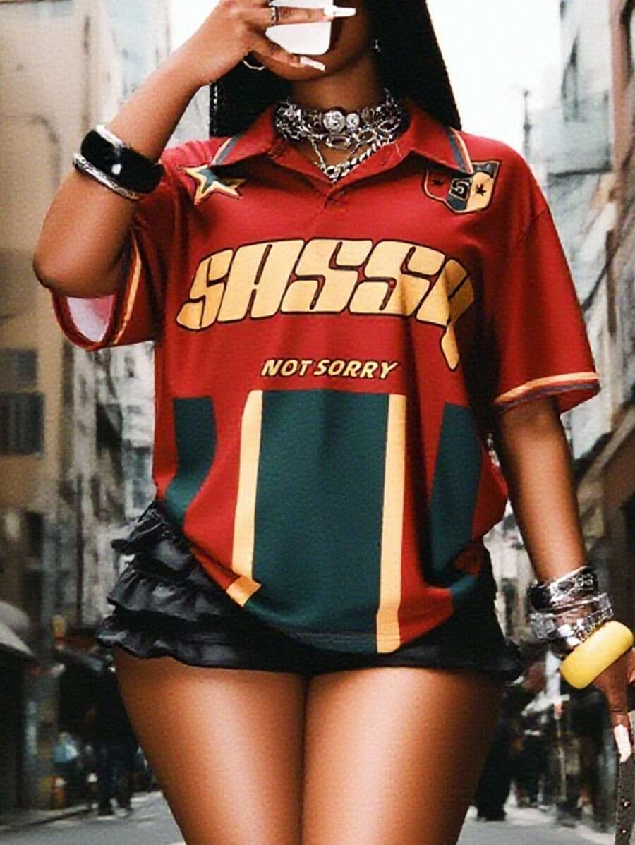 Slaydiva Plus Size Women T-Shirt, New Arrivals For Autumn/Winter 2025, Halloween, Fall/Winter Clothes, Streetwear